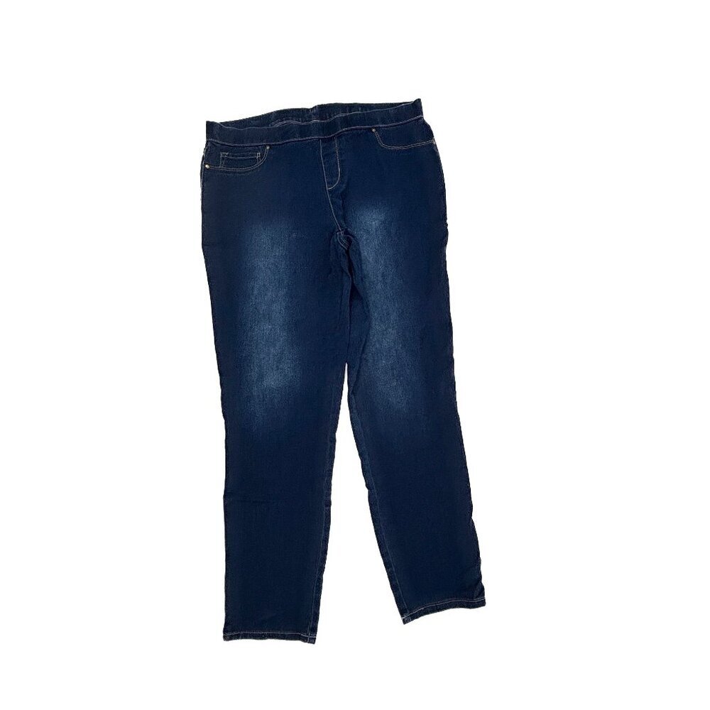 Faded Glory Pull On Skinny‎ Women's size 14 Dark Wash Blue Denim Jeans